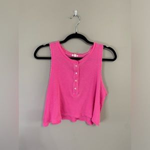 Aerie Waffleknit Barbiecore Cropped Tank